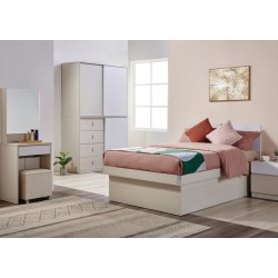 Dolce Plus 47.2寸白橡木色配白色三趟門四櫃桶衣櫃(第一個櫃桶可以鎖)